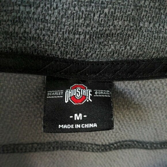 OSU Ohio State Buckeyes Full Zip Charcoal Gray Light Jacket Zip Pockets Size M - Picture 3 of 16
